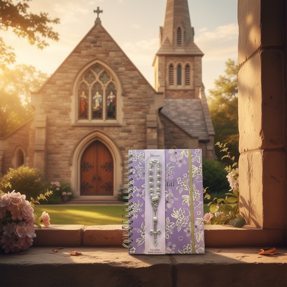 Lavender Floral Prayer Journal with Rosary Beads​